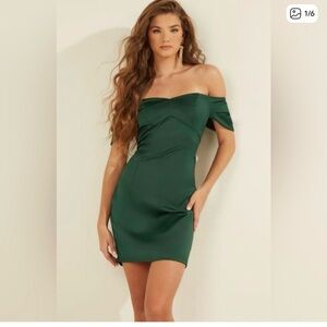 Guess Satin off the shoulder black dress XS Carrie